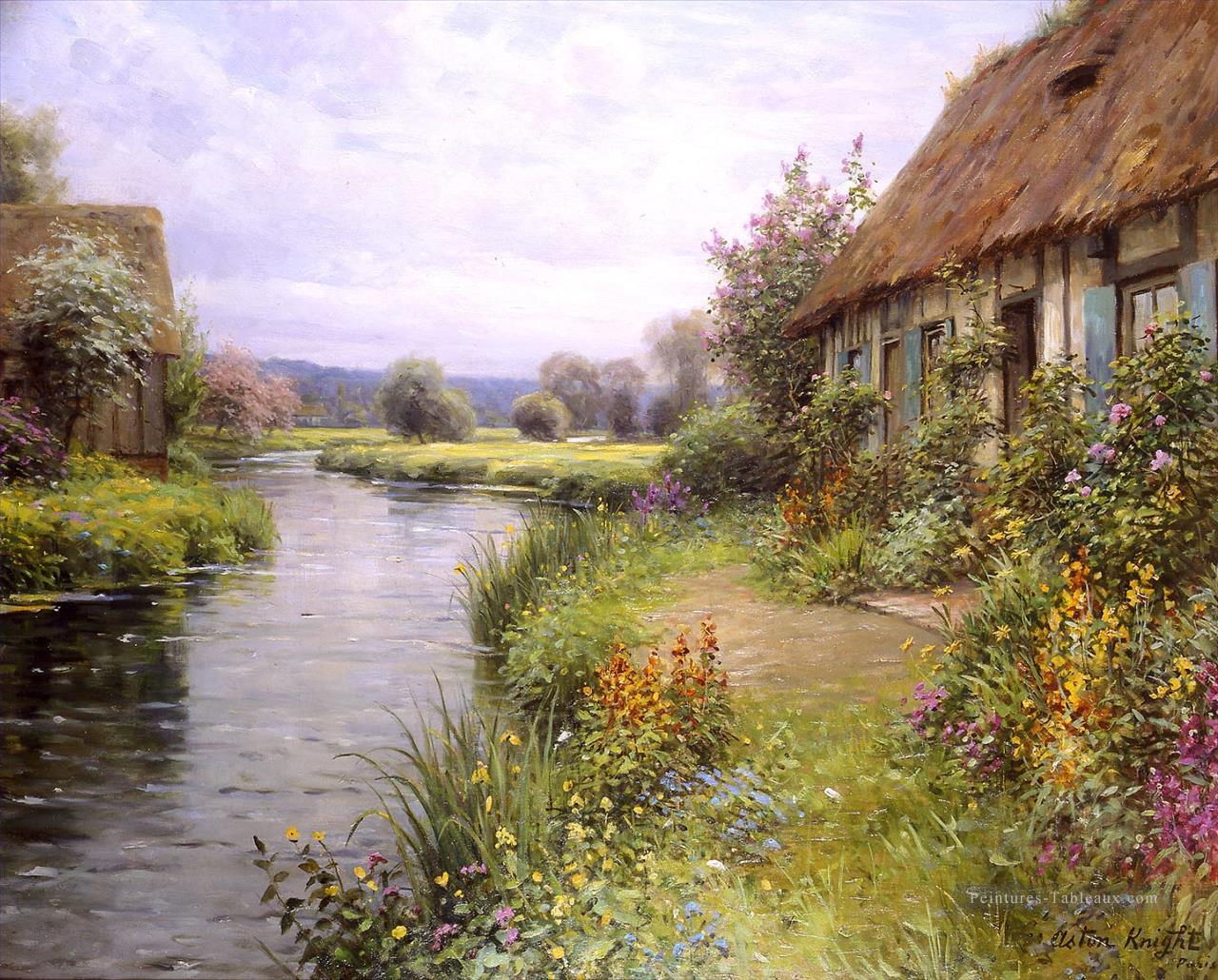 Un virage dans le paysage fluvial Louis Aston Knight Peintures à l'huile